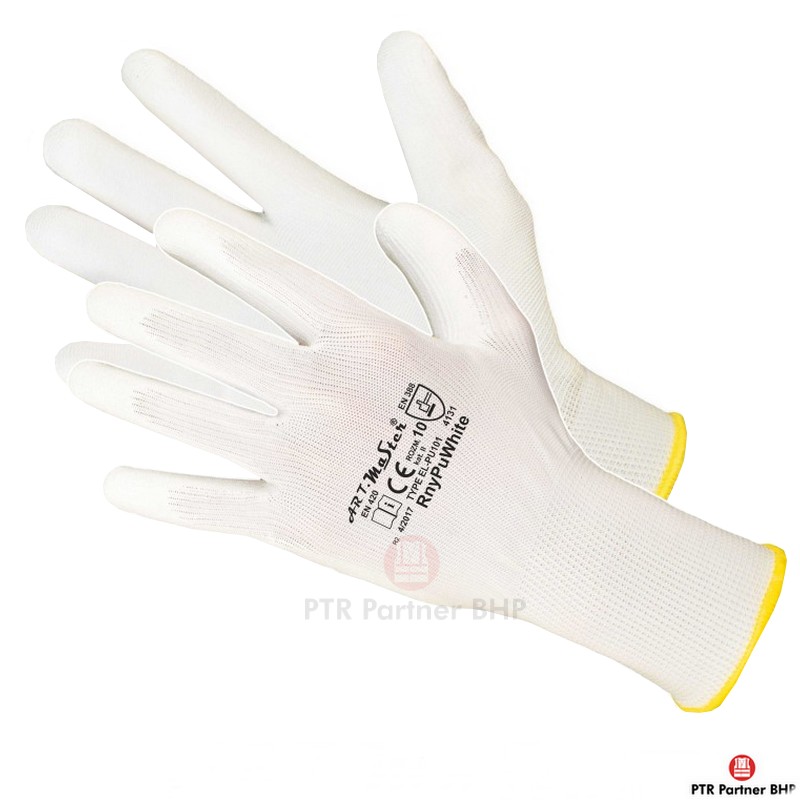 Rękawice robocze nylonowe powlekane RNYPU White 1 Rękawice robocze nylonowe powlekane RNYPU White